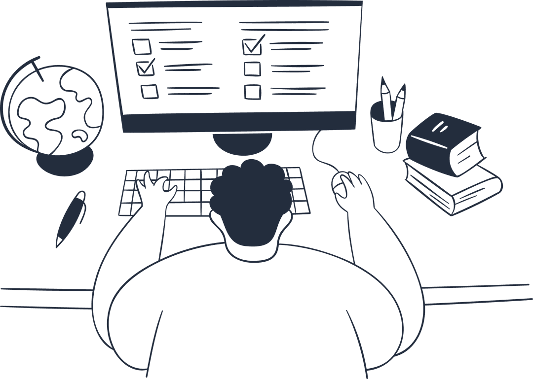 Person at computer illustration