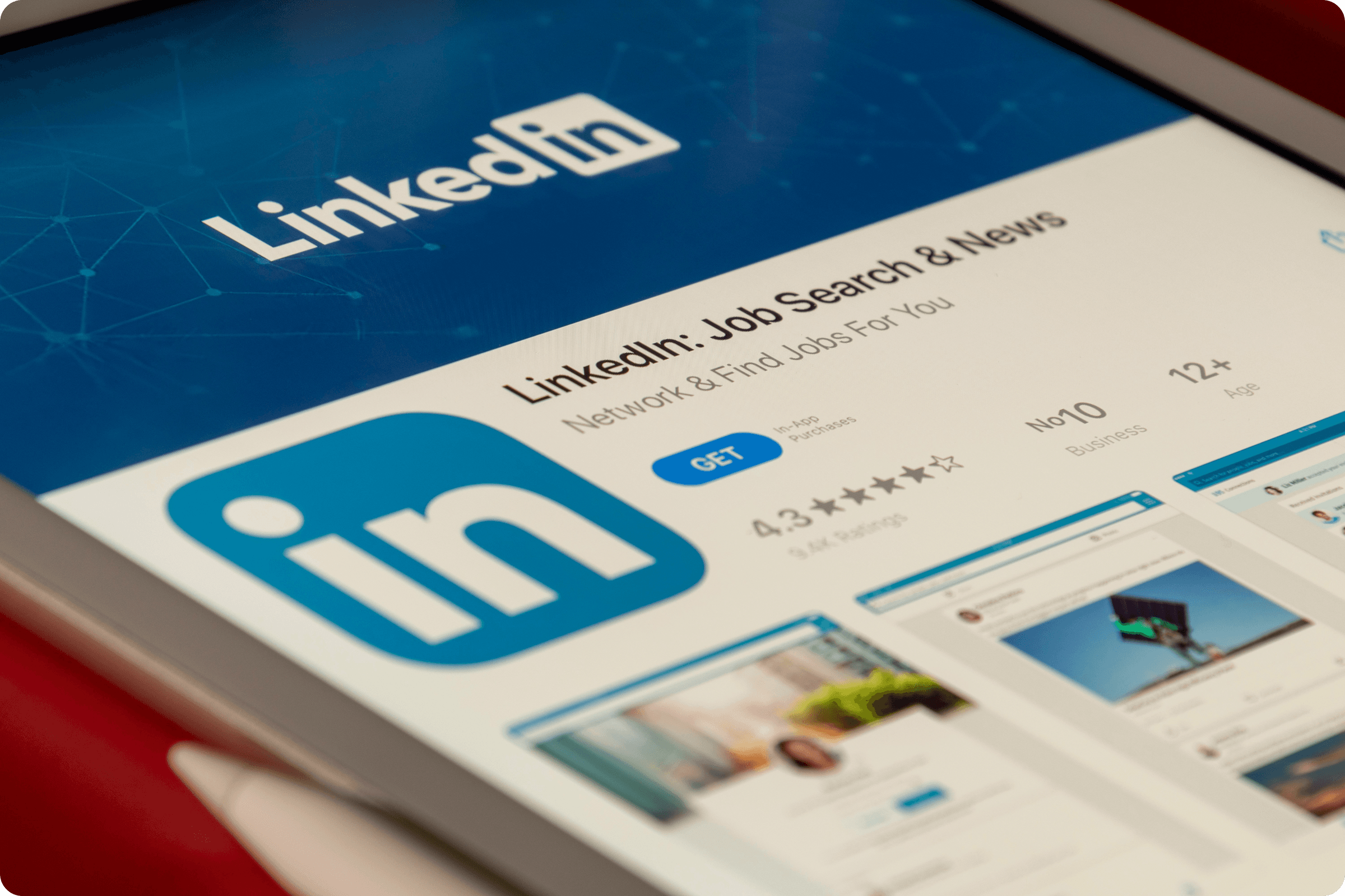 LinkedIn feed on a laptop