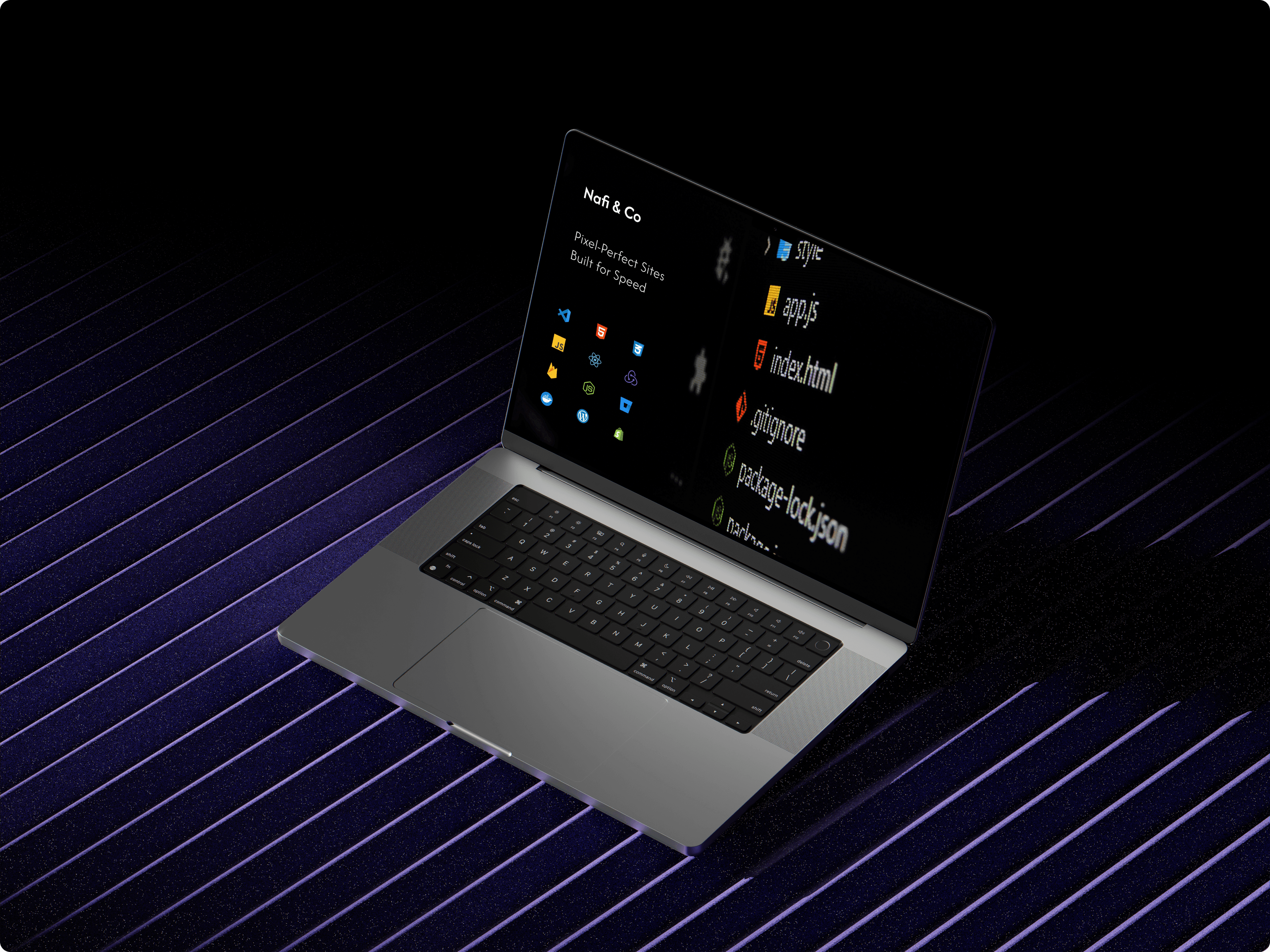 Code mockup on laptop